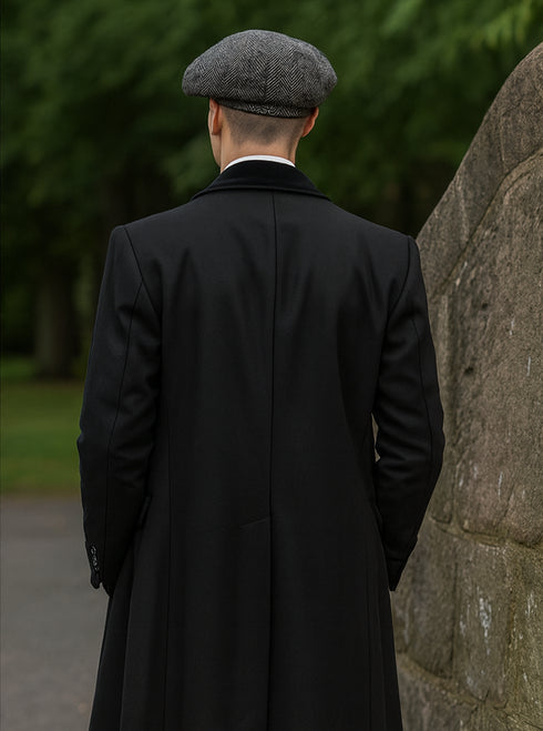 Mens Peaky Blinders Costume - peaky blinder outfit - Include peaky blinder actor cap Thomas Shelby Black Suit Overcoat & Hat