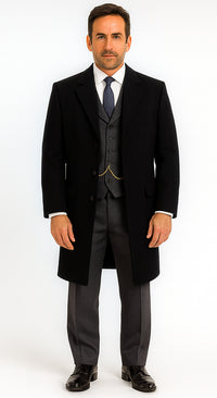 Mens Peaky Blinders Michael Gray Vested Suit & Black Overcoat Costume