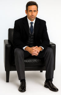 Mens Peaky Blinders Michael Gray Vested Suit & Black Overcoat Costume