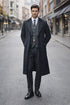 Mens Peaky Blinders Costume Thomas Shelby 3PC Suit & Black Overcoat