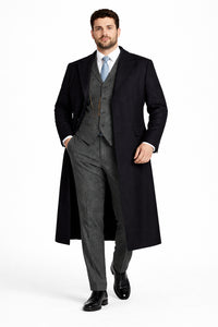 Mens Peaky Blinders Costume Thomas Shelby Grey Vested Suit with Black Overcoat & Hat