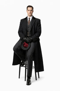 Mens Peaky Blinders Costume Thomas Shelby Vested Suit & Black Overcoat