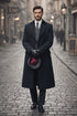 Mens Peaky Blinders Costume Thomas Shelby Vested Suit & Black Overcoat