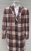 Mens Plaid Overcoat - Checkered Carcoat - Wool Three Quarter Peacoat