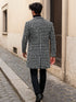 Mens Plaid Overcoat - Hounstooth Checker Pattern Black Topcoat