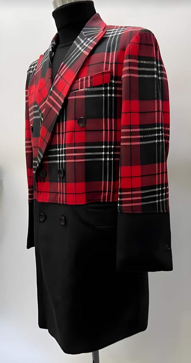 Mens Plaid Overcoat - Peacoat - Plaid Topcoats Dark Gray main image 1