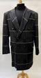 Mens Plaid Overcoat - Wool Peacoat - Plaid Topcoats Black