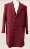 Mens Plaid Overcoat - Wool Peacoat - Plaid Topcoats Red