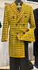 Mens Plaid Overcoat - Wool Peacoat - Plaid Topcoats Yellow