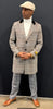 Mens Plaid Three Quarter 3/4 Overcoat - Peak Lapel Ticket Pocket Wool Topcoat