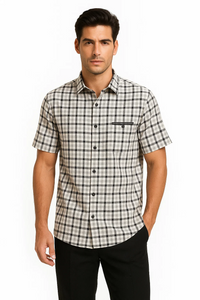 Mens Plaid Walking Suit in Black by Dreams by Zacchi – 2 Piece Leisure Outfit with Matching Shirt and Pants - $99