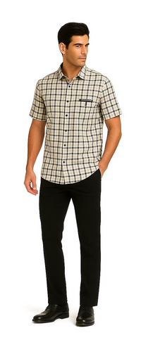 Mens Plaid Walking Suit in Black by Dreams by Zacchi – 2 Piece Leisure Outfit with Matching Shirt and Pants - $99