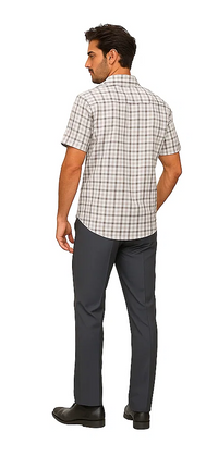 Mens Plaid Walking Suit in Grey by Dreams by Zacchi – 2 Piece Leisure Outfit with Matching Shirt and Pants - $99