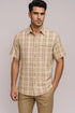 Mens Plaid Walking Suit in Tan by Dreams by Zacchi – 2 Piece Leisure Outfit with Matching Shirt and pant -$99
