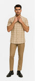 Mens Plaid Walking Suit in Tan by Dreams by Zacchi – 2 Piece Leisure Outfit with Matching Shirt and pant -$99