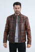 Mens Platini Brown Western Leather Jacket - Vintage Cowboy Style
