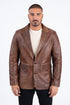 Mens Platini Western Leather Jacket Brown - Vintage Cowboy Style