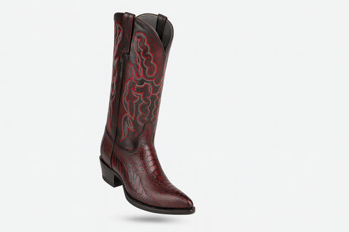 Mens King Exotic Ostrich Leg Boots Black Cherry (4980518)