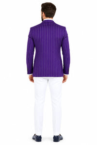 Purple Pinstripe Blazer With White Pants - Suit - Party Blazer