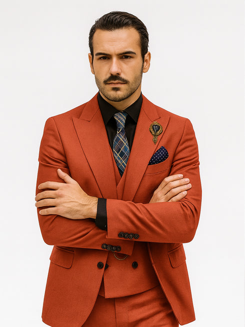 Premium Red Groom Suit – Stylish Men’s 3-Piece Wedding Attire