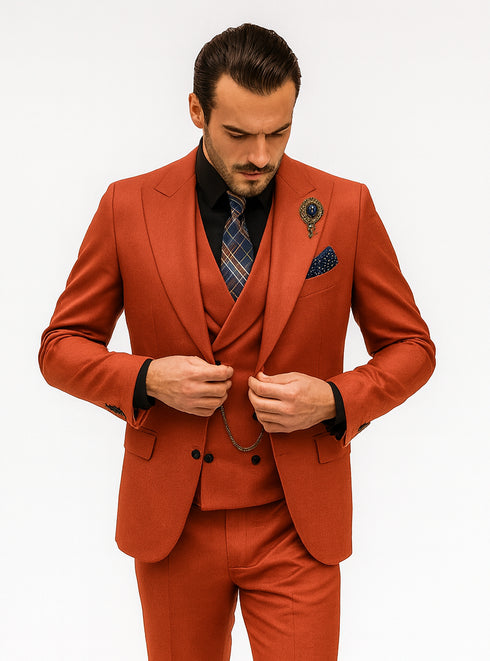 Premium Red Groom Suit – Stylish Men’s 3-Piece Wedding Attire