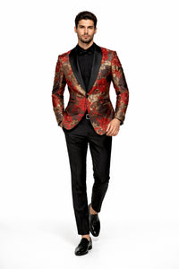 Mens Red and Gold Dinner Jacket - Mens Evening jackets - Tuxedo Dinner Jacket