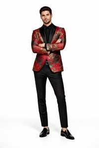 Mens Red and Gold Dinner Jacket - Mens Evening jackets - Tuxedo Dinner Jacket