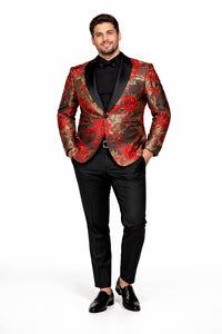 Mens Red and Gold Dinner Jacket - Mens Evening jackets - Tuxedo Dinner Jacket