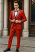Men’s Red And White Lapel Three-Piece Tuxedo with Sequin Lapel and Matching Bow Tie - Chirstmas Suit