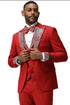 Men’s Red And White Lapel Three-Piece Tuxedo with Sequin Lapel and Matching Bow Tie - Chirstmas Suit