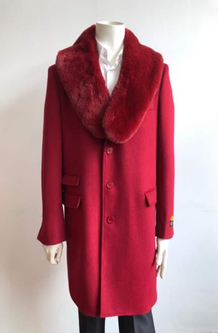 Men's Overcoat - Peak Lapel 1920s Style - Car Coat Three Quarter By Albereto Nardon + Red main image 0