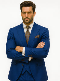 Classic Royal Blue Suit with Chain Detail – Groom & Formal Wear