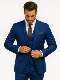 Classic Royal Blue Suit with Chain Detail – Groom & Formal Wear