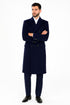 Mens Full Length Wool and Cashmere Overcoat - Winter Topcoats - Blue Coat