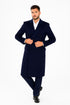 Mens Full Length Wool and Cashmere Overcoat - Winter Topcoats - Blue Coat