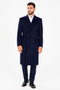 Mens Full Length Wool and Cashmere Overcoat - Winter Topcoats - Blue Coat