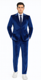 Men’s Royal Blue Velvet Peak Lapel Suit – 2-Piece Skinny Fit Designer Formalwear by Tazzio