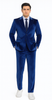 Men’s Royal Blue Velvet Peak Lapel Suit – 2-Piece Skinny Fit Designer Formalwear by Tazzio