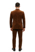 Mens Brown Velvet 2-Piece Suit – Luxury Slim Fit Formal Blazer and Pants Set in Rust Copper Color