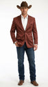 Mens Rust Light Brown Shiny Western Blazer – Cowboy Style Formal Sport Coat Jacket in Copper Color Slim Fitted