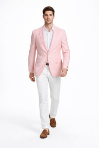 Mens Seersucker ~ Sear Sucker Two Button Pink Blazer