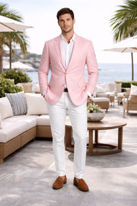 Mens Seersucker ~ Sear Sucker Two Button Pink Blazer
