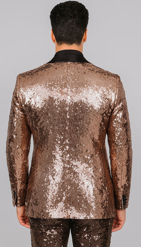 Mens Sequin Suit - Sparkly Suit - Rose Gold Glitter Suit