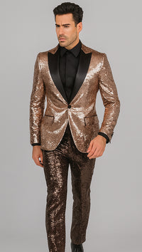 Mens Sequin Suit - Sparkly Suit - Rose Gold Glitter Suit