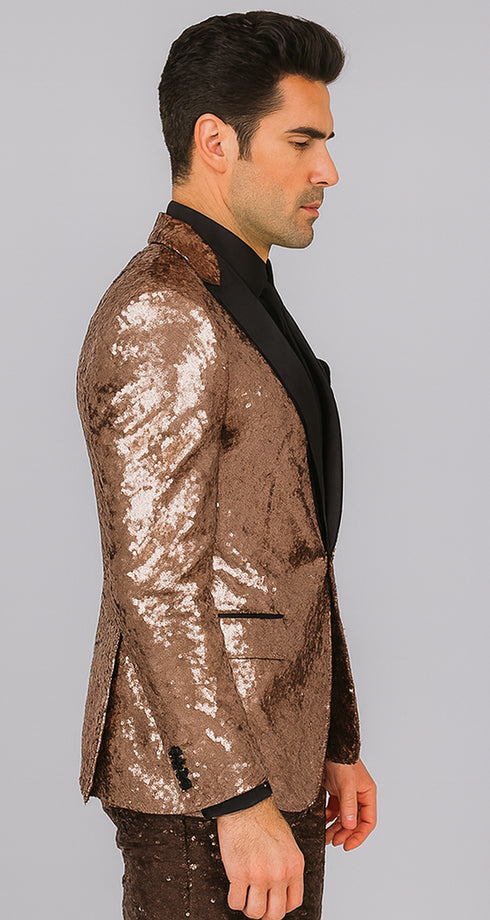 Mens Sequin Suit - Sparkly Suit - Rose Gold Glitter Suit