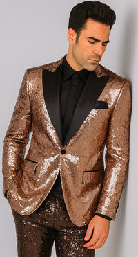 Mens Sequin Suit - Sparkly Suit - Rose Gold Glitter Suit