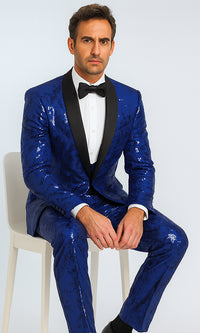 Mens Sequin Suit - Sparkly Suit - Royal Blue Glitter Suit