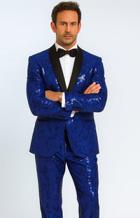 Mens Sequin Suit - Sparkly Suit - Royal Blue Glitter Suit