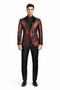 Mens Paisley Velvet Foil Smoking Jacket Tuxedo in Red
