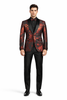 Mens Shiny Foil Floral Paisley Prom and Wedding Tuxedo Jacket in Red